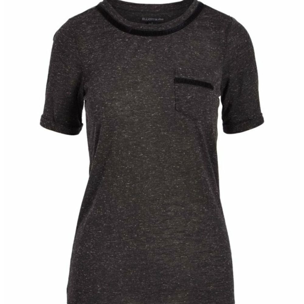 Elliot and vine black velvet trim crewneck tee